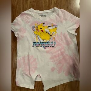 Pokemon Pikachu Kids T-Shirt White and Pink Tie Dye